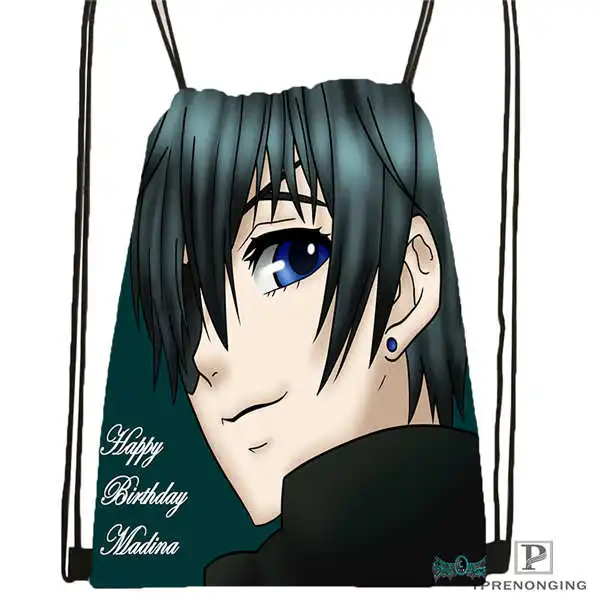 Custom Ciel. Phantomhive. full.@ 02 походная сумка на шнурке милый рюкзак для детей(черная спинка) 31x40 см#180611-01-07 - Цвет: Drawstring Backpack