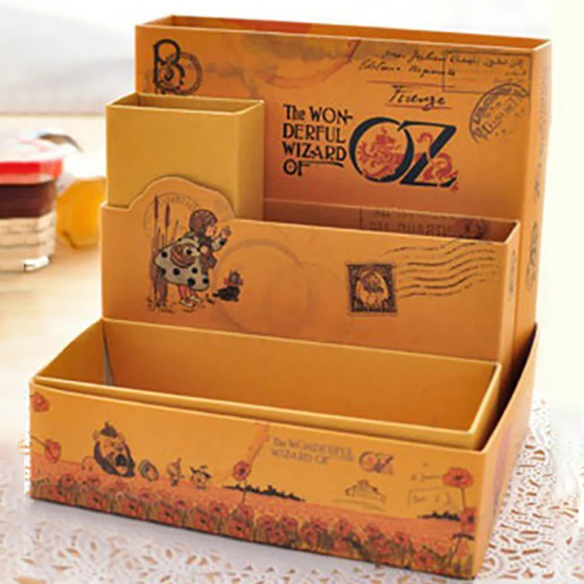 

Cute Cartoon Desktop Makeup Cosmetic Organizer Desk Decor Stationery DIY Paper Board Storage Box Pen Holder Case Container