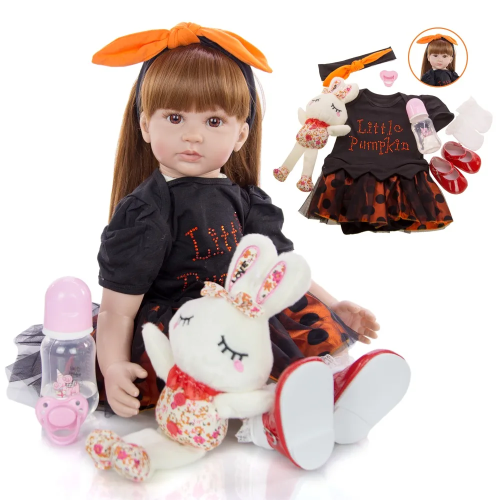 Lovely 60 cm Reborn Toddler Dolls 24 Inch Lifelike Princess Bebes silicone vinyl Doll For Kids Children's Day Gifts | Игрушки и