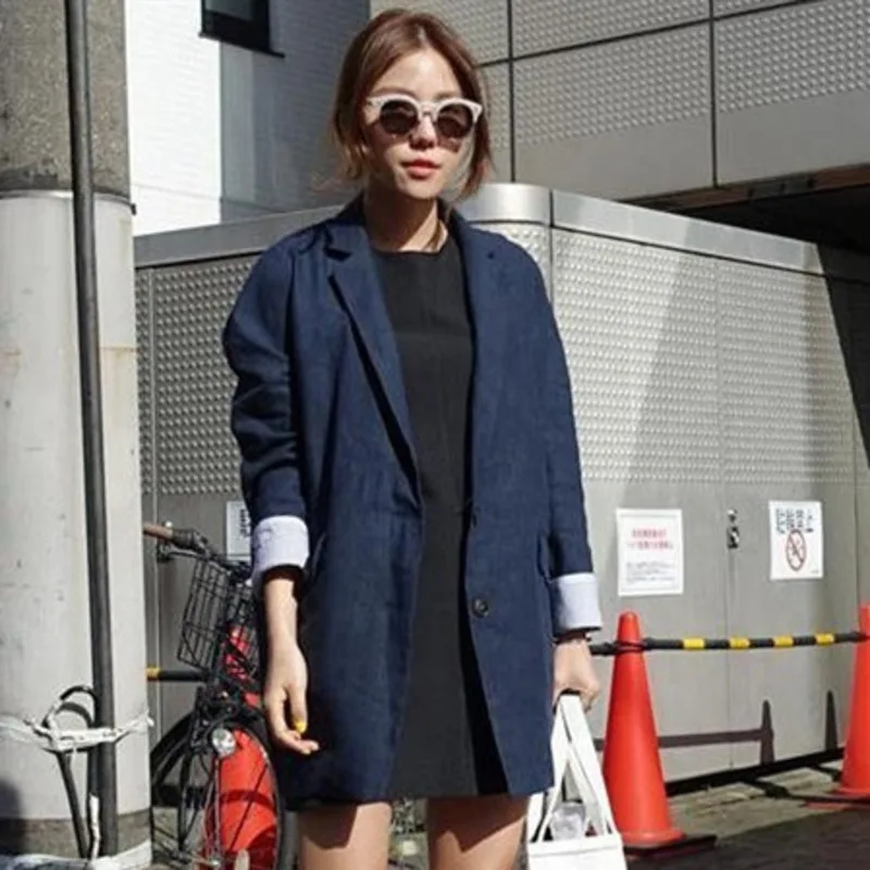 Женский однобортный Блейзер LANMREM однотонный Повседневный свободный средней