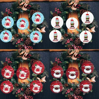 

20PC 2020 Christmas Ornament Santa Wearing A Face Mask Decorate Christmas tree Decorations Xmas Hanging Pendants navidad J50