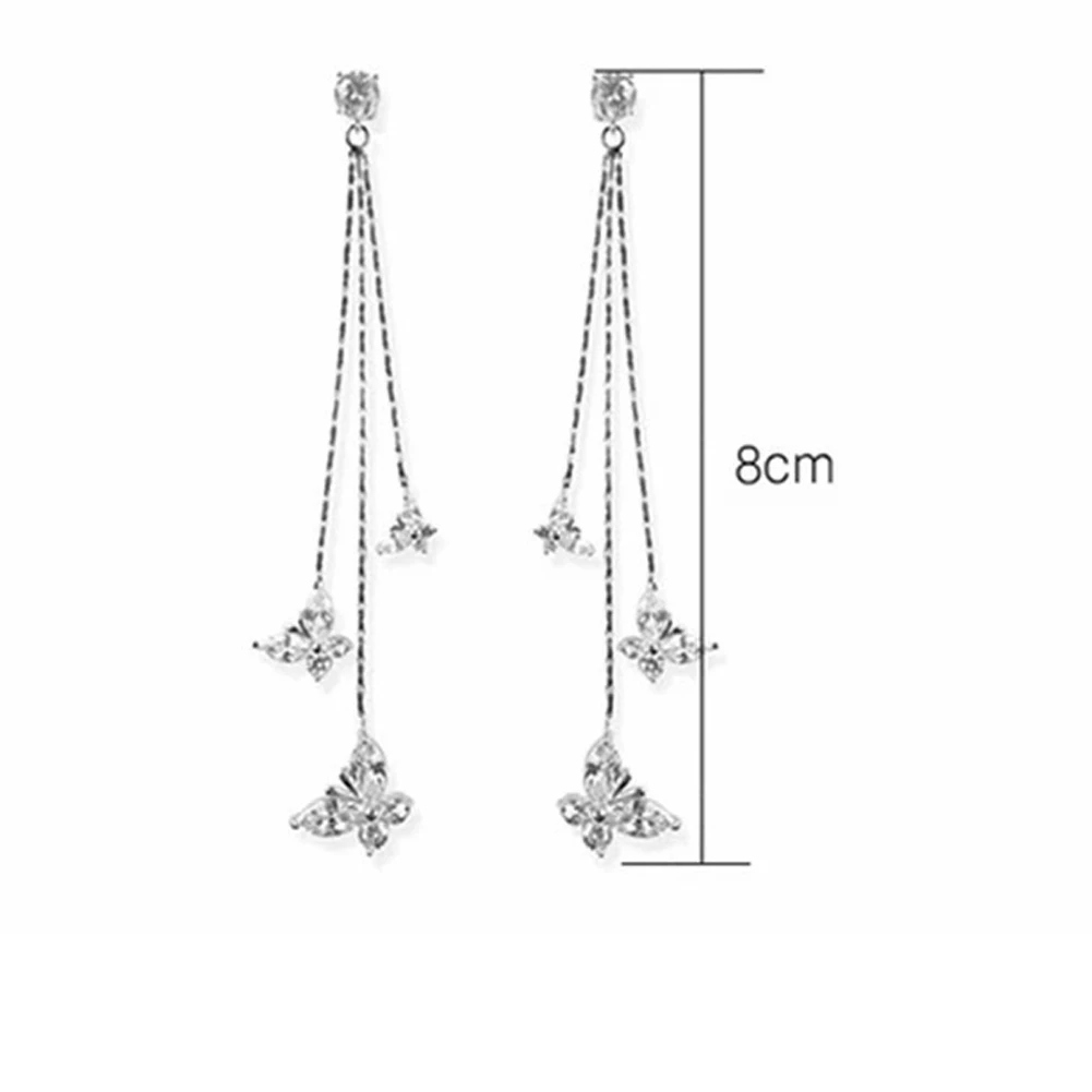 Long Tassel Butterfly Drop Earrings Silver Fashion Hanging Women Earrings Jewelry Girls Gifts Pendant Dangle dangle earrings drop earrings pendant earrings butterfly earrings long earrings crystal tassel earrings