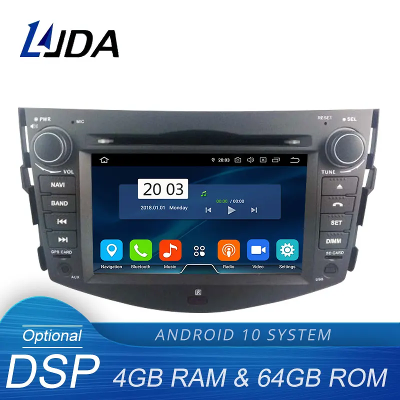 Автомобильный DVD-плеер LJDA Android 10 для Toyota RAV4 RAV 4 2007-2011 Wi-Fi GPS-навигация стерео 2 Din 4G + 64G