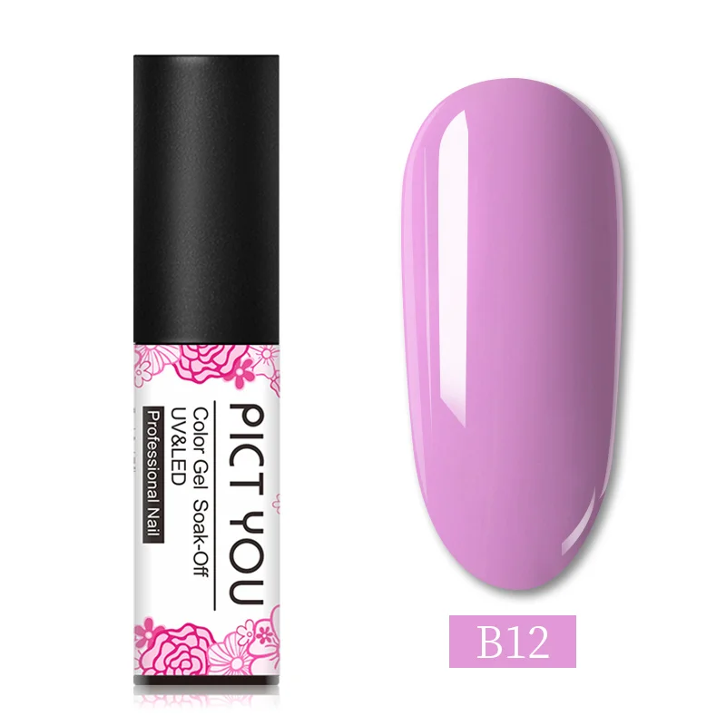 B12 PICT YOU 5ml Solid-color Gel Polish Pure One-shot Color Nail Art Gel Fashion Soak Off UV Gel Varnish - Цвет: B12