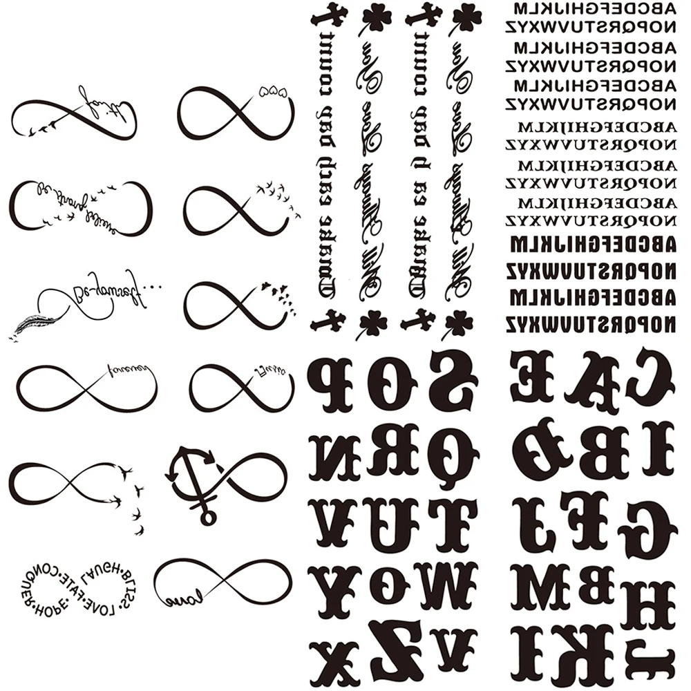 Черные Временные татуировки для женщин и мужчин английские слова искусственные