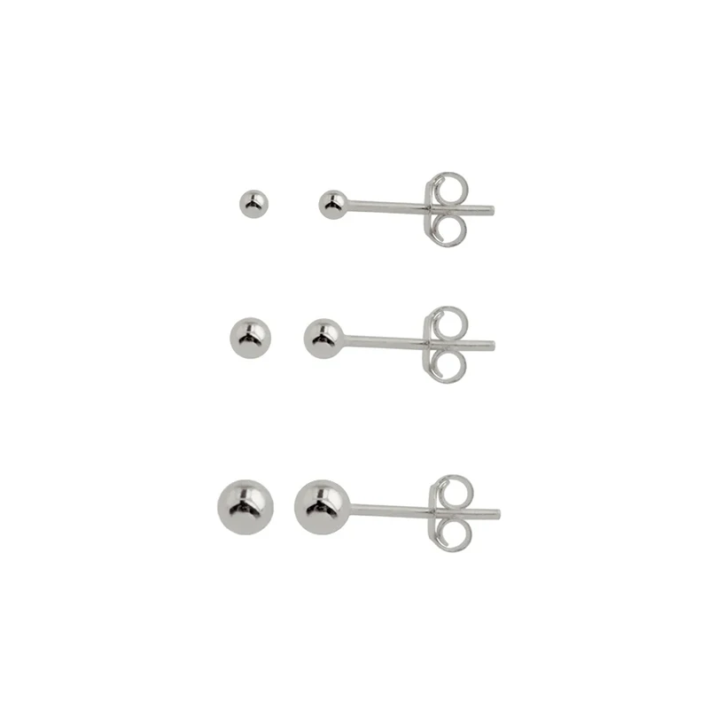 Stud Earrings, 2/3/4mm, 925 Sterling Silver Gold-plated, for Women Fashion Jewelry Accessories Gifts
