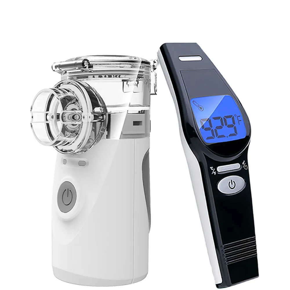 Loodom Мини Портативный бесшумный ингалятор медицинский термометр для ушей портативный термометр для взрослых и детей цифровой термо - Цвет: black grey
