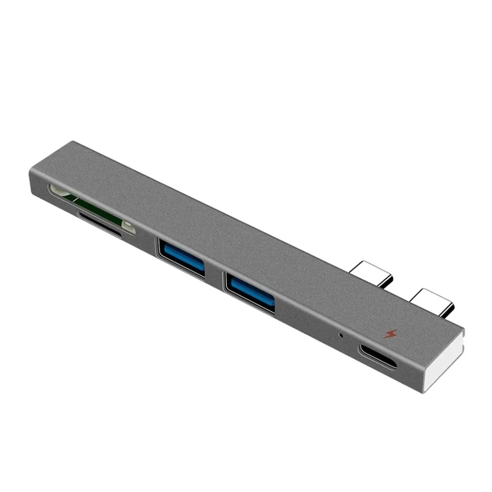 Многопортовый концентратор, двойной USB-C, кардридер, USB C, концентратор, двойной тип C, адаптер, док-станция с USB PD зарядным устройством, SD/TF слот