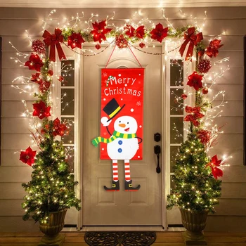 

Christmas decorations for home santa claus door hanging fabric painting natal pendant xmas merry christmas wall decor