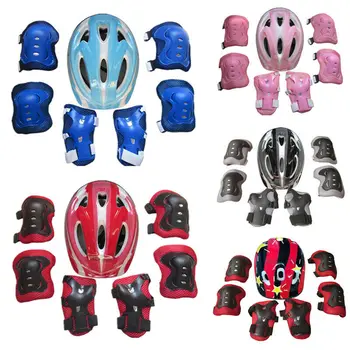 

Hot Selling Children's 7 in 1 Knee Elbow Pad Wrist Guard Helmet Protector Set Roller Skating Ski Protective Gear Helmet 7 PCS