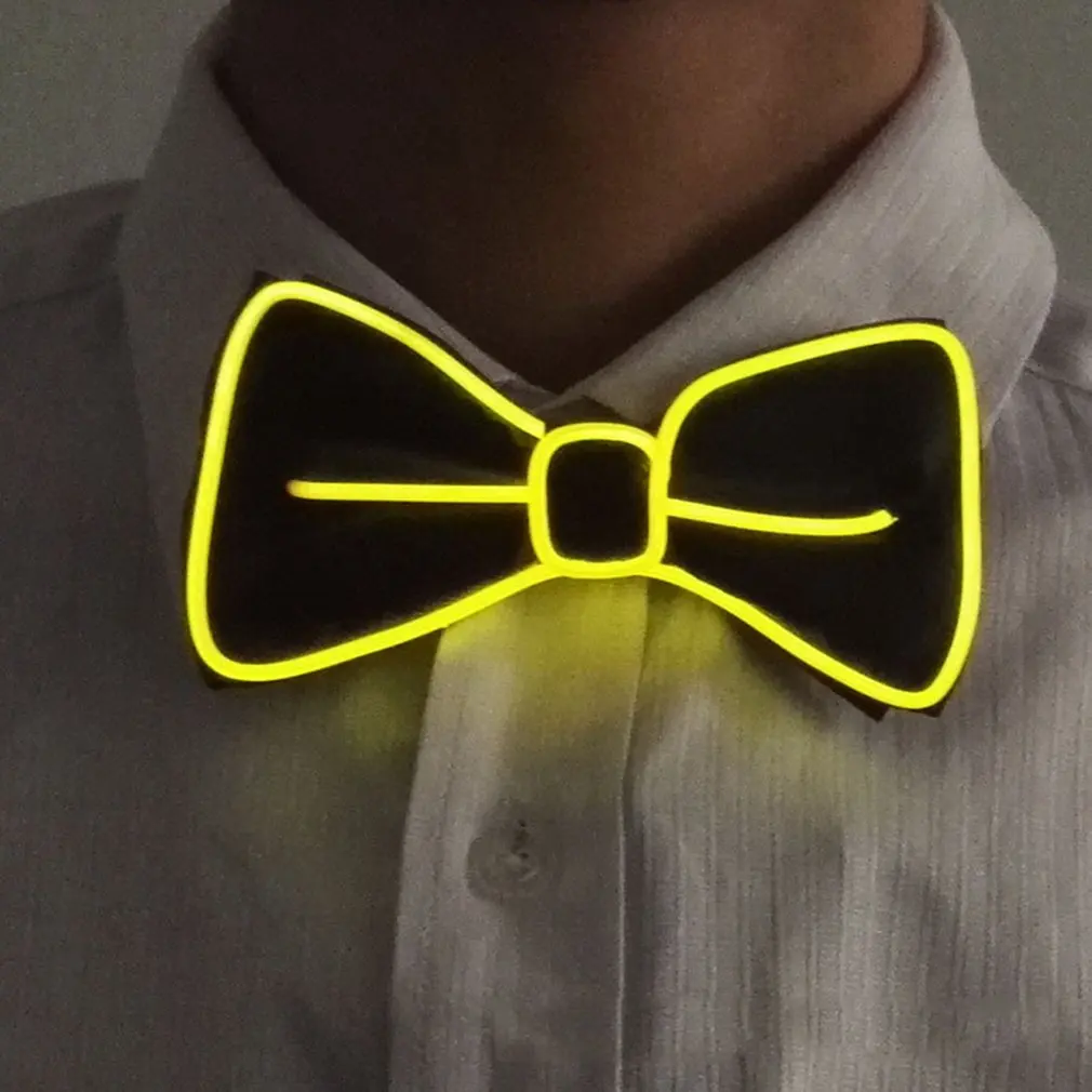 YELLOW Men Led Wire Flashing Light Up Bow Tie Luminous Bow Tie Necktie For Men Club Wedding Dance Party Christmas New Year - Цвет: YELLOW