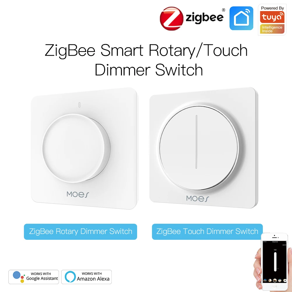 WiFI/ZigBee Smart Rotary/Touch Light Dimmer Switch Smart Life/Tuya APP Remote Co