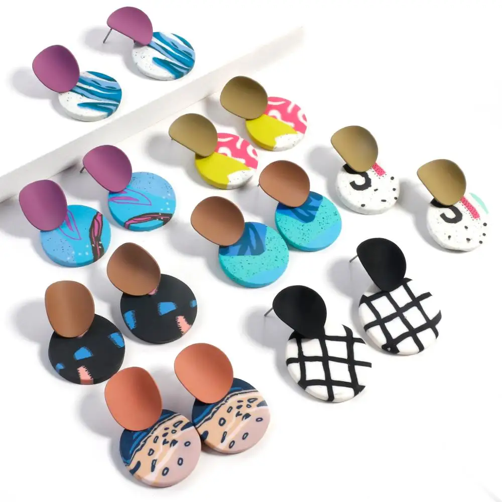 FLASHBUY New Style Polymer Clay Drop Earrings For Women 2020 Unique Round Satment Earrings Fashion Jewelry Gift