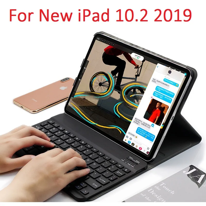 Тонкий чехол для Apple, iPad 7th 10,2 чехол с клавиатурой A2198 A2232 Bluetooth, Беспроводная подставка для iPad 10,2, чехол-карандаш