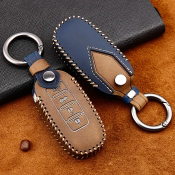 

Crazy Horse Leather Car Smart Key Case for Venucia T70 T90 M50V D60 Auto Remote Cover Chain Accessories