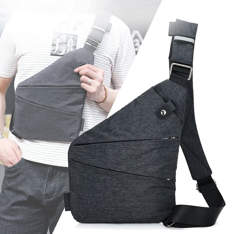 

Man Thin Personal Pocket Bag Holster Tactical Shoulder Sling Vintage Crossbody Bags Outdoor Zipper Anti-theft Men's Bag