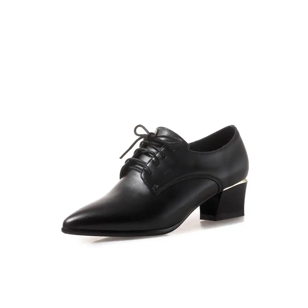 Г., весенние модные женские туфли на высоком каблуке с острым носком на шнуровке женская повседневная обувь из искусственной кожи женская обувь черного и красного цвета - Цвет: 1   Black