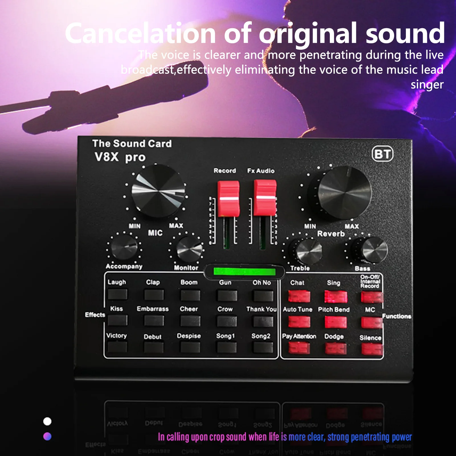 V8X Pro Live Sound Card 15 Sound Effects Audio Recording Equipments
