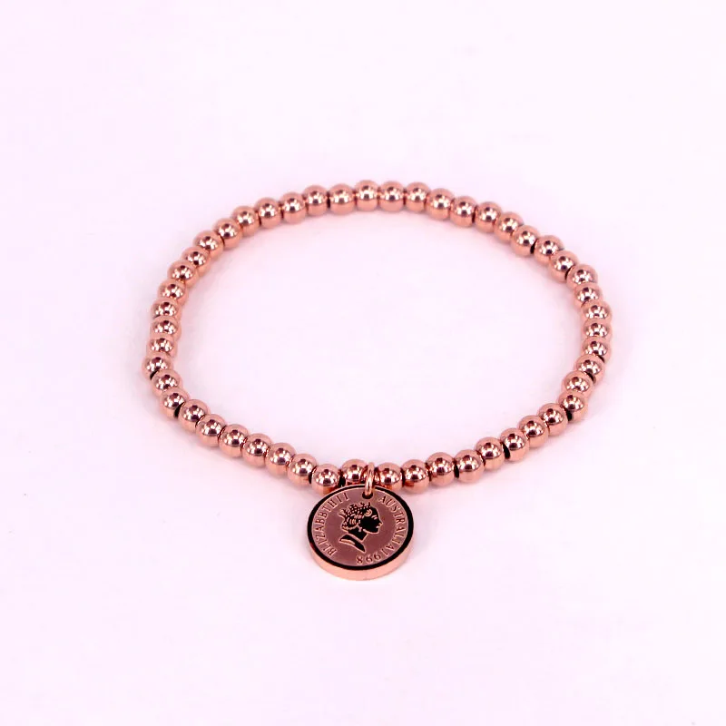 Европейская и американская мода королевский круглый бренд браслет из бисера индивидуальный кулон в виде королевы браслет из розового золота для женщин ювелирные изделия