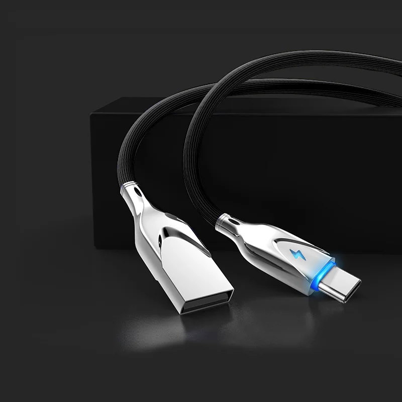 GUUGEI Micro usb type-C кабель 2.3A зарядное устройство шнур для samsung S8 S10 S9 Быстрая зарядка C-type светодиодный светильник кабель для мобильного телефона - Цвет: black type c