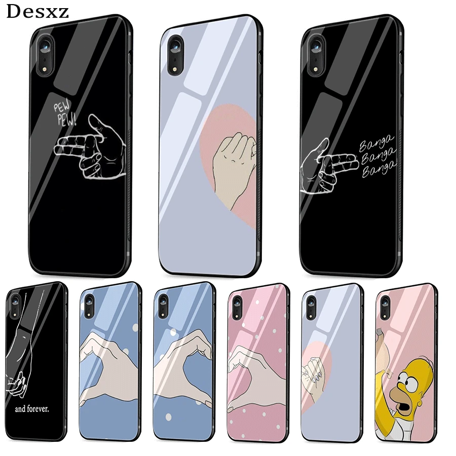 Чехол для мобильного телефона из стекла ТПУ для iPhone 5 5S 6 6s 7 8 Plus X XR XS Max Shell Cover защита друзей