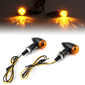 

Universal Black Metal Motorcycle LED Mini Bullet Amber Turn Signal Indicators Light For Chopper Street Sport Custom Bikes
