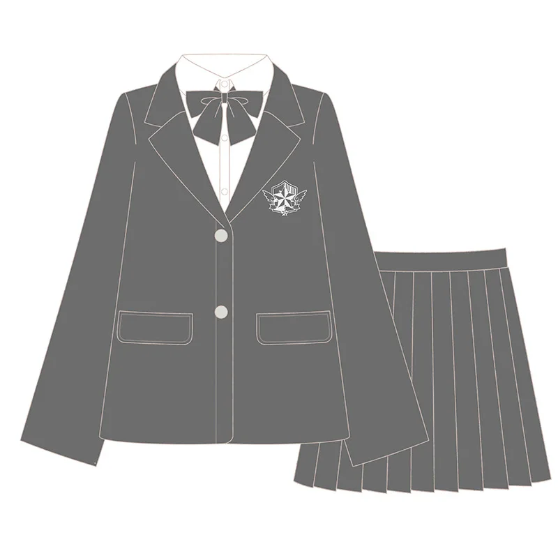 escolar, feminino, anime, cosplay, conjunto, casaco + camisa + saia + gravata