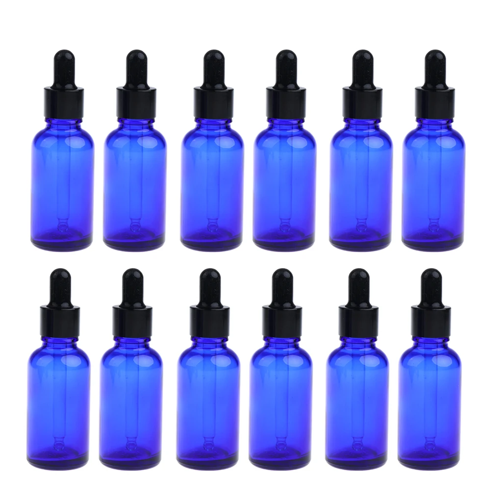 24 Pcs 30ml Blue Glass Essential Oil Bottle Vials+Dropper Glass Eye Drop