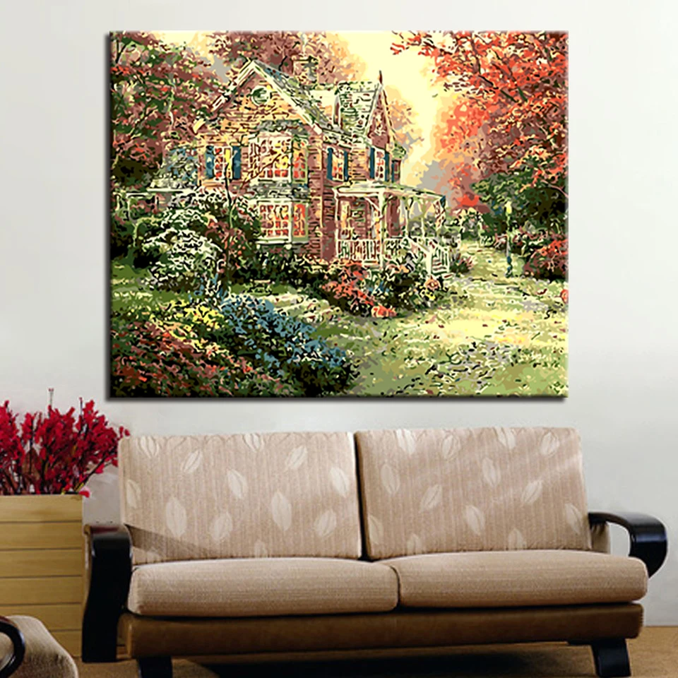 

Abstract country villa DIY Painting By Numbers Modern Handpainted Oil Painting Wall Art Picture Unique Gift For Wall Art