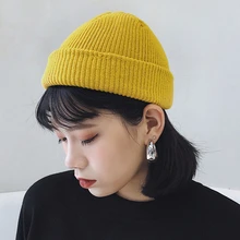 Но вязаная шапка бини с черепом головной убор моряка манжета без козырьков Ретро Темно-Синий стиль Beanie Hat Новинка