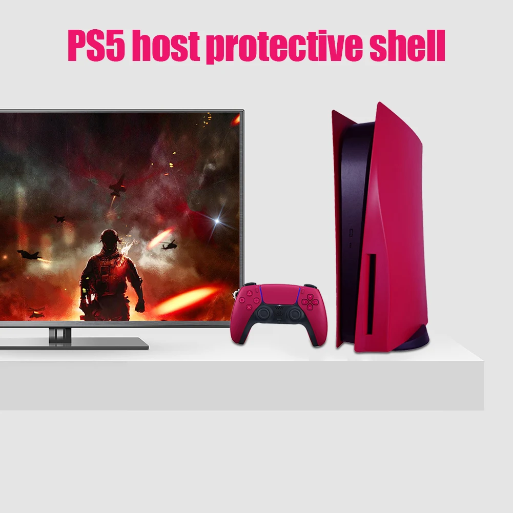 PS5 - Funda para placa frontal PS5, color rojo cósmico, repuesto para Disc  Playstation 5, carcasa rígida a prueba de golpes, placas laterales para