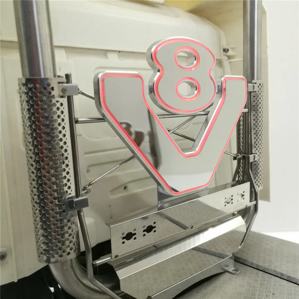 Светодиодный дымоход V8 с логотипом, набор для 1/14 Tamiya Truck Scania R620 R470 RC, запчасти для трактора, аксессуары