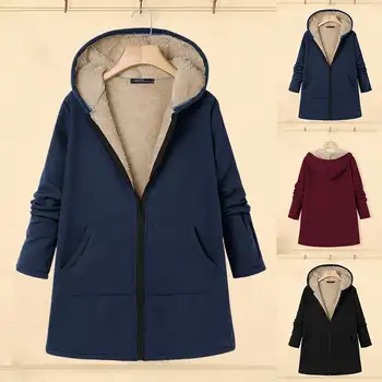 

ZANZEA Women Coats Warm Outwear 2020 Autumn Winter Ladies Long Sleeve Fleece Fur Jackets Hooded Pockets Overcoats Chaqueta 5XL 7