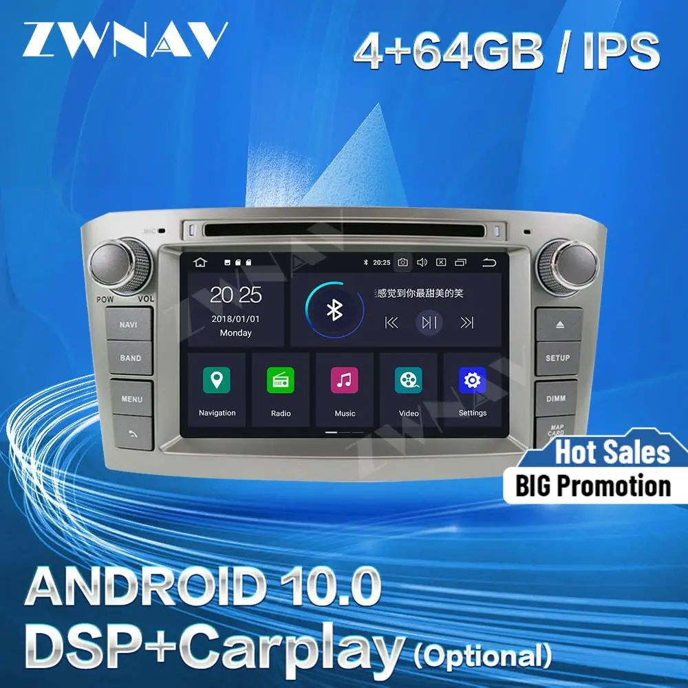 Carplay For Toyota Avensis T27 T25 2002- 2010 2011 2012 2013 2014 2015 2016 Android 10 GPS Audio Stereo Radio Recorder Head Unit |