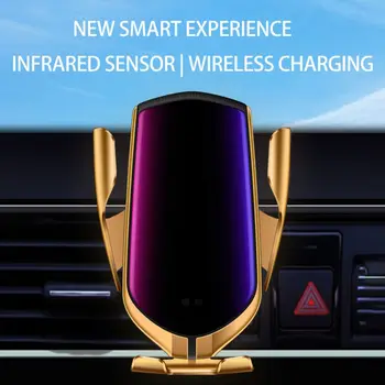 

R1 Upgraded Car Qi Wireless Phone Charging Bracket With Locator Infrared Light Sensor Clamp Car Universal Holder