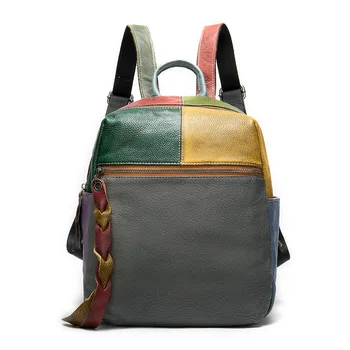 

Mini Backpacks for Women College Style Teenager Bookbag Outdoor Travel Bag Genuine Leather Luxury Girls Daypack Multicolor