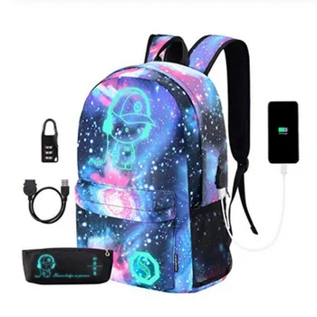 

2020 New School Bookbag Lightweight Waterproof Laptop Backpack with USB Charger Port and Lock & Pencil Case for Teens Girls Boys