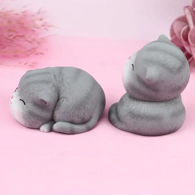 Cartoon Cat Resin Miniature Figurine Micro Landscape Garden Car Dashboard Decor 4