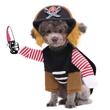 

Pet Dog Halloween Cosplay Costumes Set 3 Pieces Long Sleeve Outfit With Stuffed Body, Imitating Cutter,Wig Hat With Elastic Stra
