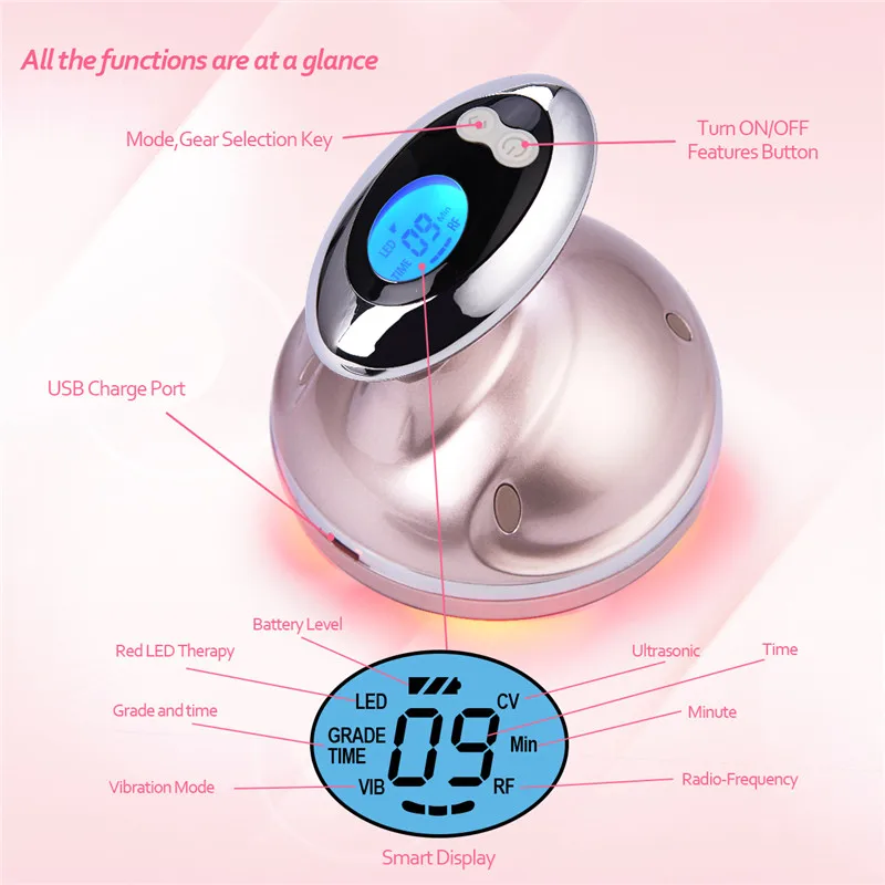 

Ultrasonic Facial Body Slimming Massager RF Cavitation Therapy LED Photon Fat Removal Burner Skin Rejuvenation Weight Loss