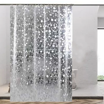 

Bathroom Shower Curtain With Hooks 3D Cobblestone Bath Decor Moldproof Waterproof PVC Thickened Curtains Bathroom Products