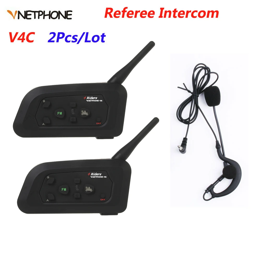2 шт./лот Vnetphone V4C футбол рефери домофон гарнитура 1200 м полный дуплекс Bluetooth наушники рефери интерфон с FM