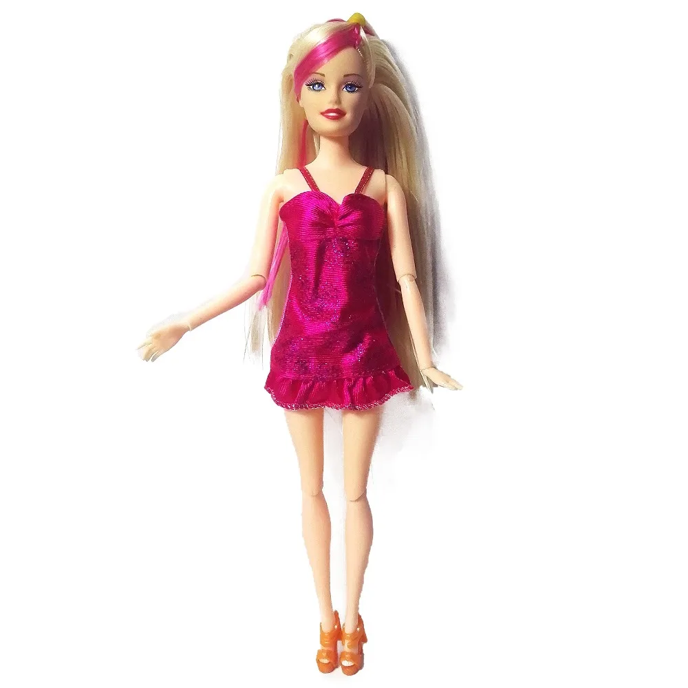 12 Pcs = Handmade Party 5  sets Clothes Fashion Mixed style Dress + 7 Pair Accessories Shoes for Barbie Doll Best Gift Girl Toys