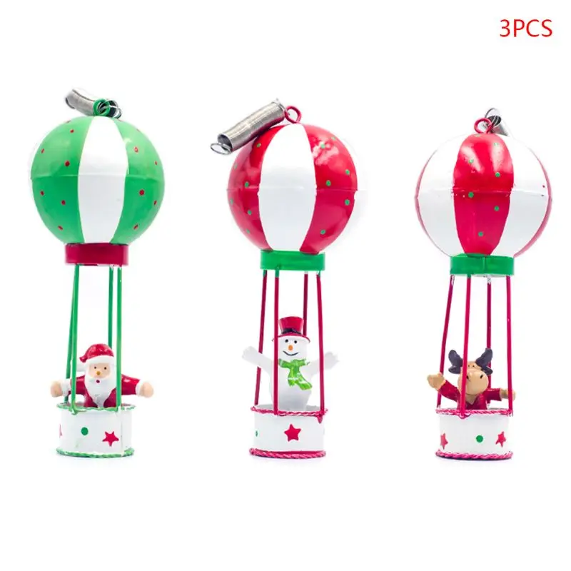 

3pcs/set Christmas Decoration Santa Claus Snowman Elk in Hot Air Balloon Xmas Tree Hanging Pendant Ornament