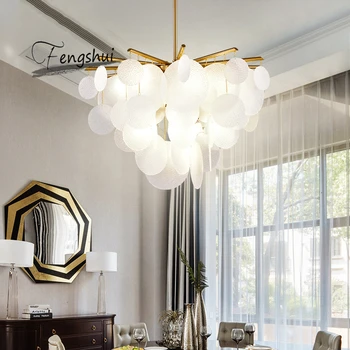 

Modern Glass Shell LED Chandelier Bedroom Luxury Ceiling Chandelier Lighting Dining Room Living Room Indoor Decor Light Fixtures