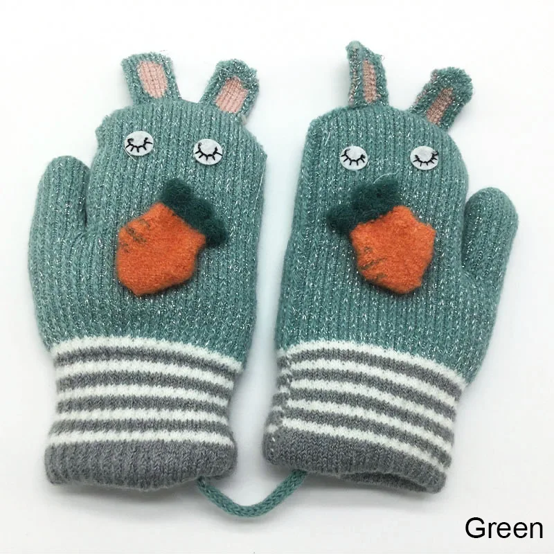 RUINPOP/ милые зимние вязаные перчатки для мальчиков и девочек, модные дизайнерские вязаные перчатки, варежки, детские мягкие тёплые перчатки - Цвет: B