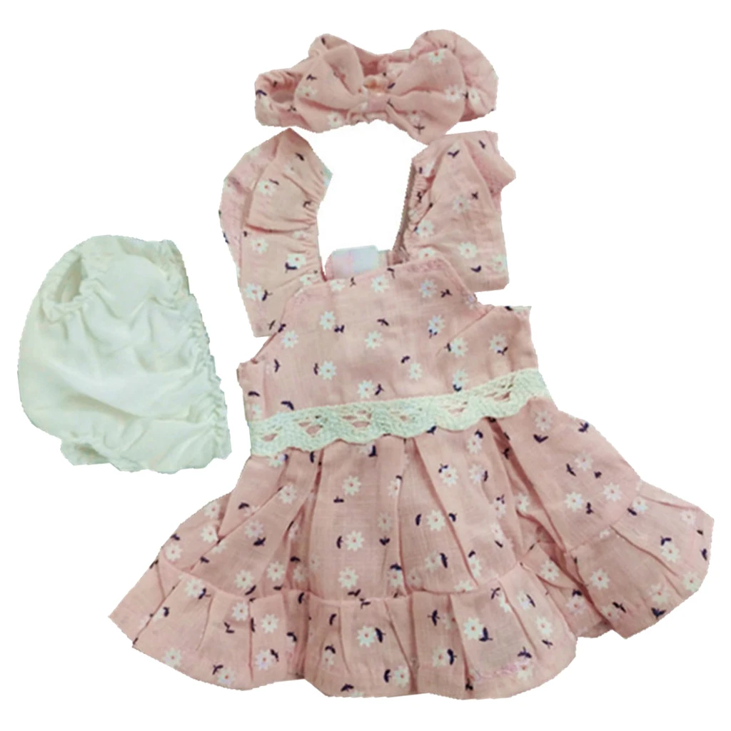 Adorable Dress Underwear Bowknot Headband for 10-11 inch Reborn Baby Girl Dolls Clothes, Party Wear