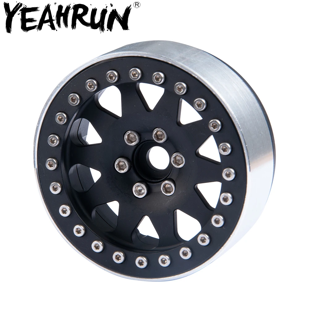 

YEAHRUN Black 2.2'' Alloy Beadlock Wheel Rims for 1/10 SCX10 Wraith RC Crawler