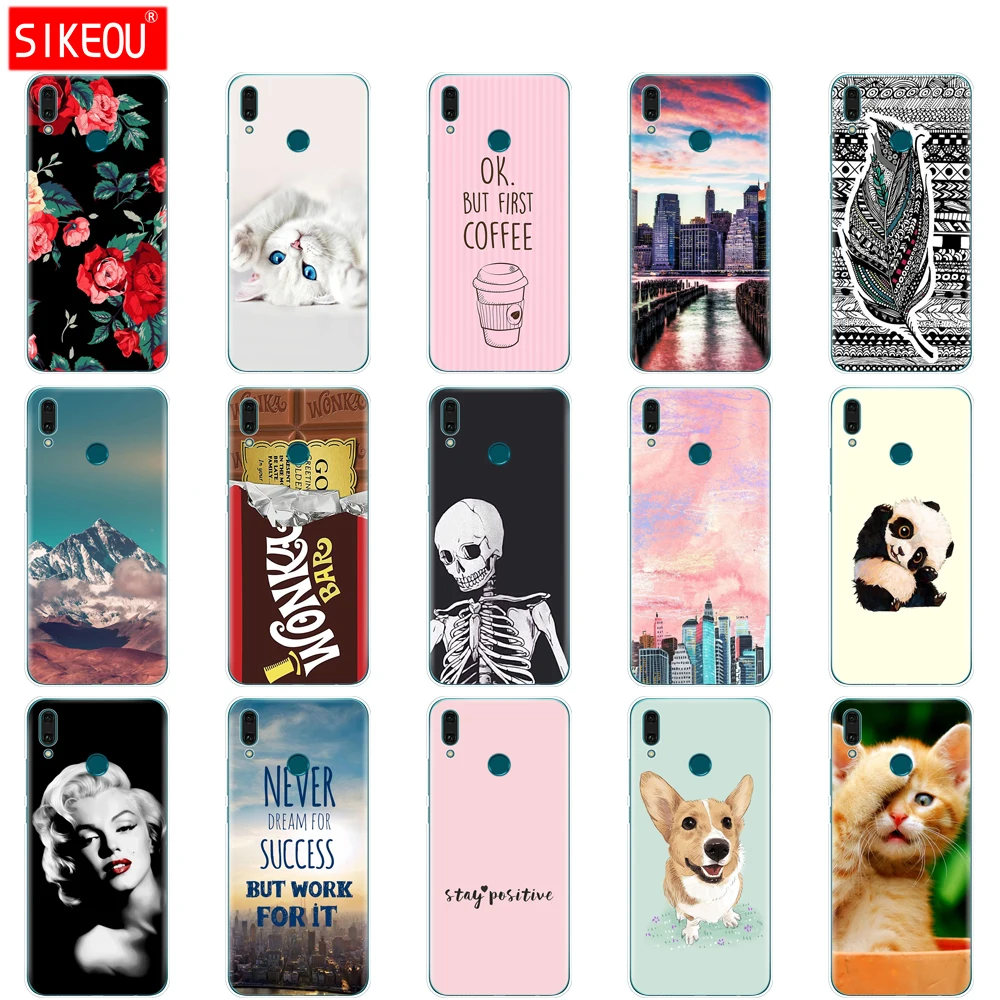 Чехол для Huawei Y9 2019 силиконовый чехол из ТПУ мягкий телефона prime coque etui бампер 360