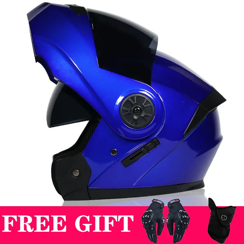 2021 Latest BLD Flip Motorcycle Helmet Safety Double Lens Full Face Cascos Para Moto with Inner Sun Visor High Quality ABS Sales |